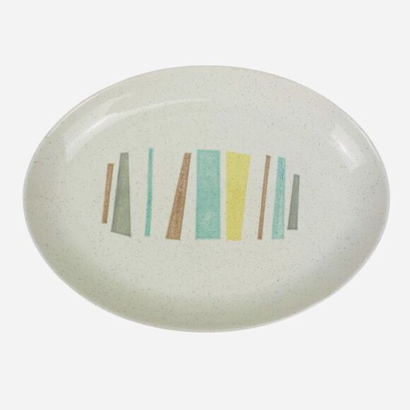Vintage Vernonware Anytime MCM Atomic 13.5" Oval Serving Platter Stoneware USA - Picture 1 of 10